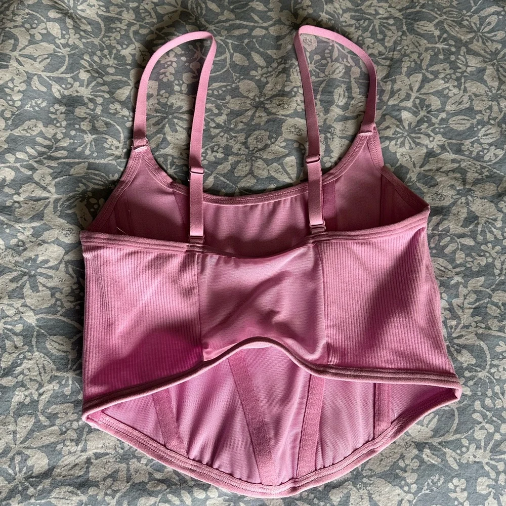 Colsie Pink Ribbed Top - Picture 2 of 3